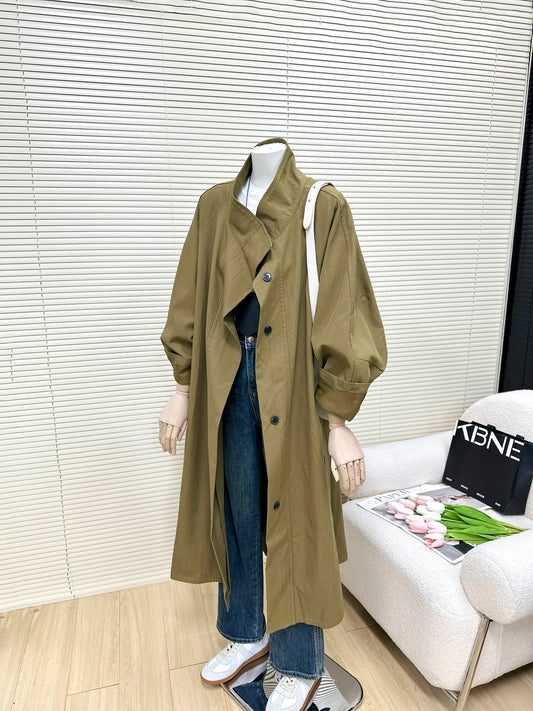 H1414 Long Casual Trench Coat