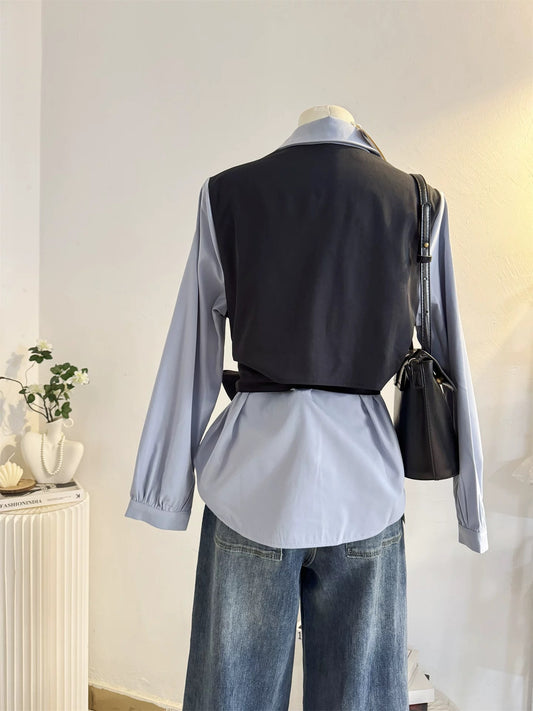 H2033 Faux Two-Piece Shirt