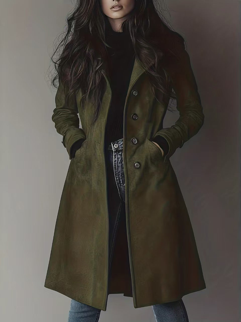 H3097 Leather trench coat