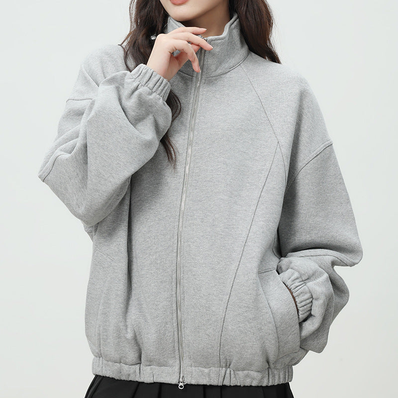 H3299 Loose-fitting sweatshirt jacket