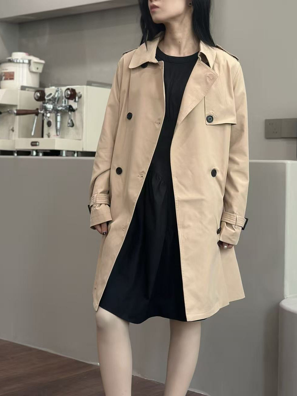 H3504 Suit collar trench coat