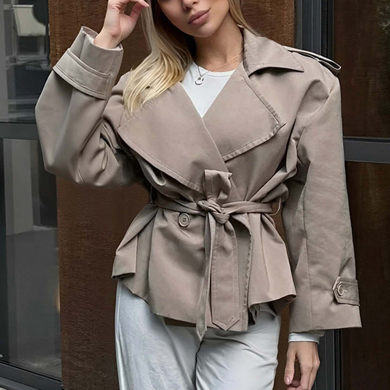 H3516 Suit collar trench coat