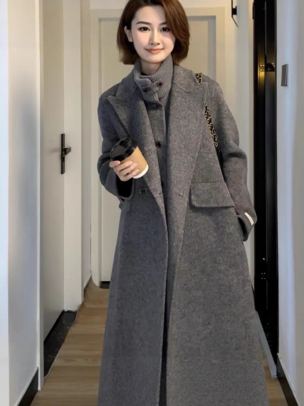 H3859 Women's cashmere coat