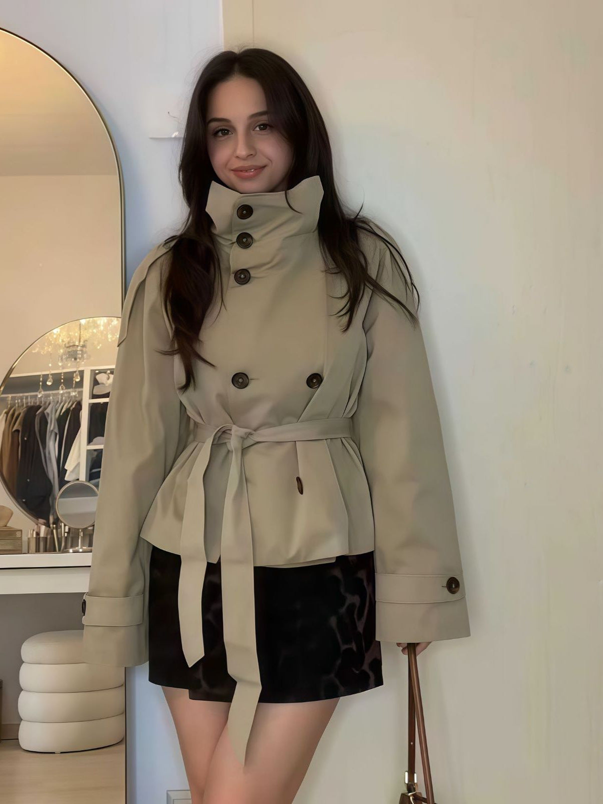 H4135 cashmere trench coat