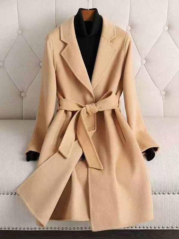 Women’s Double-Faced Cashmere Coat – Mid-Length, High-End Wool-Blend Outerwear C1002