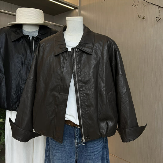 H1249 Leather Short Jacket