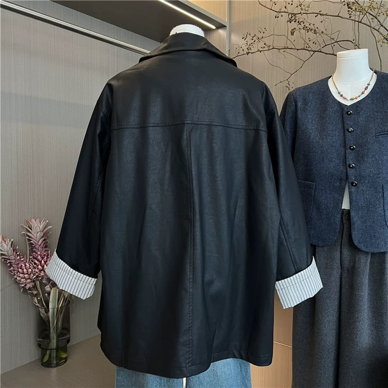 H1235 Leather Trench Coat