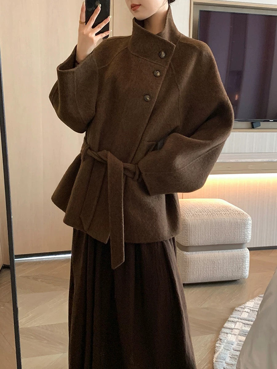 H1098 Short thick wool coat