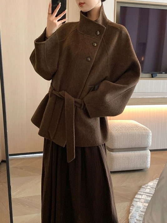 H1098 Short thick wool coat