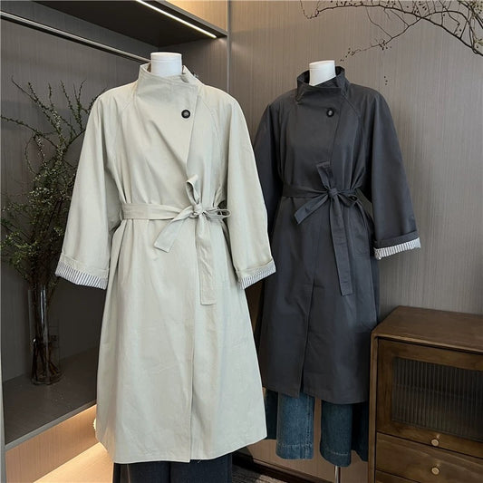H1215 Women's Waist-cinching Trench Coat