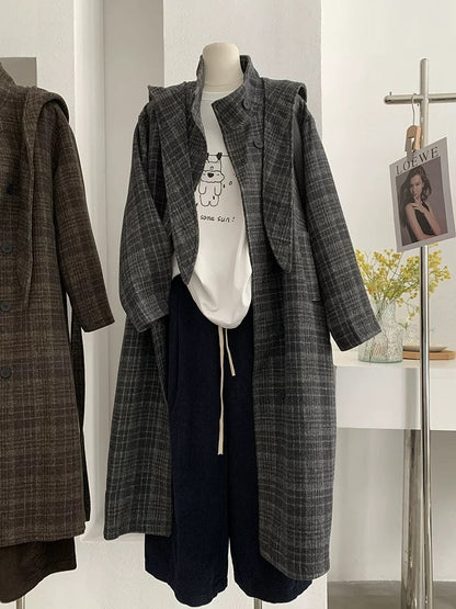 H1325 Long plaid coat