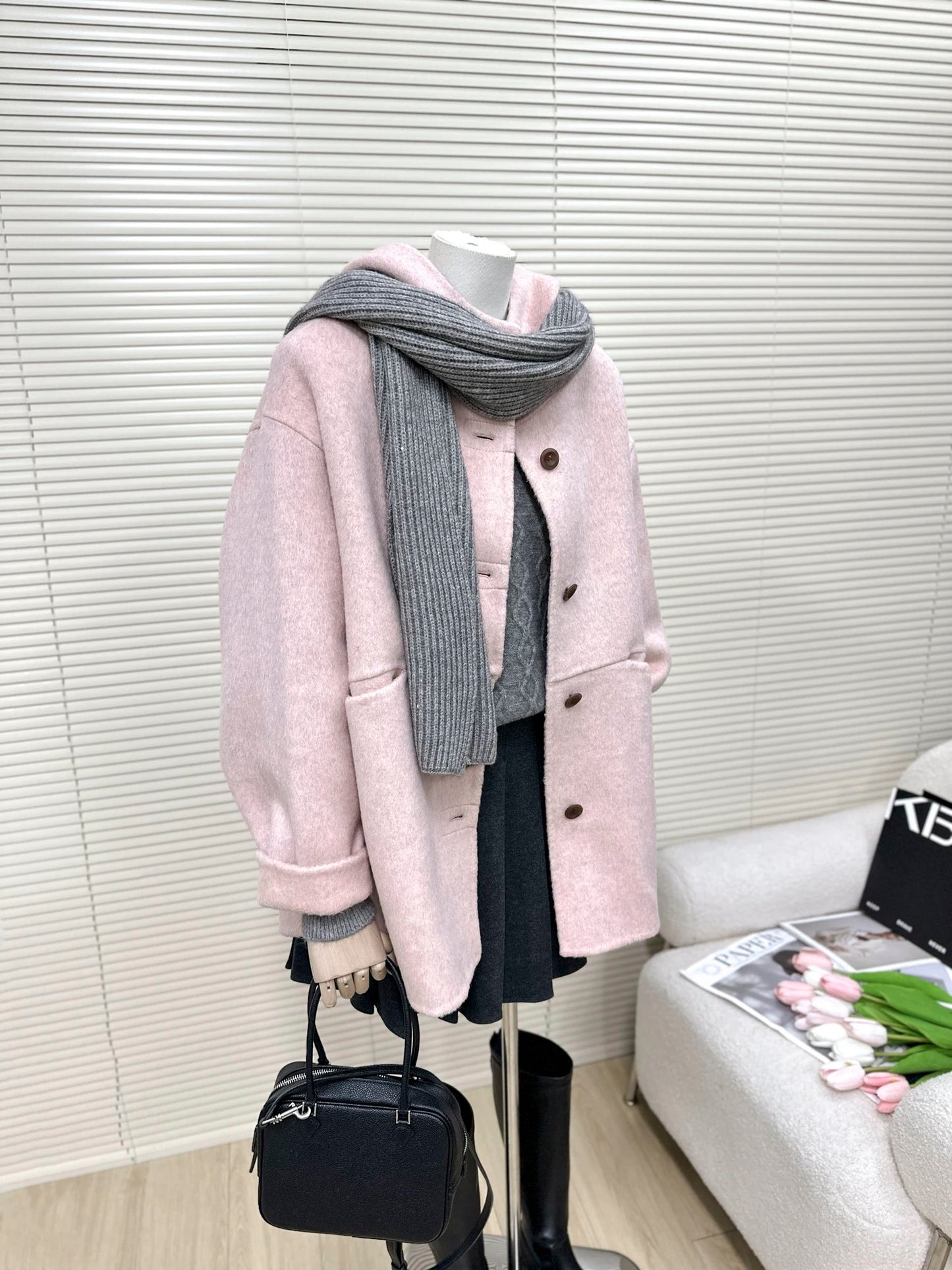 H1465 Mid-length Wool Coat