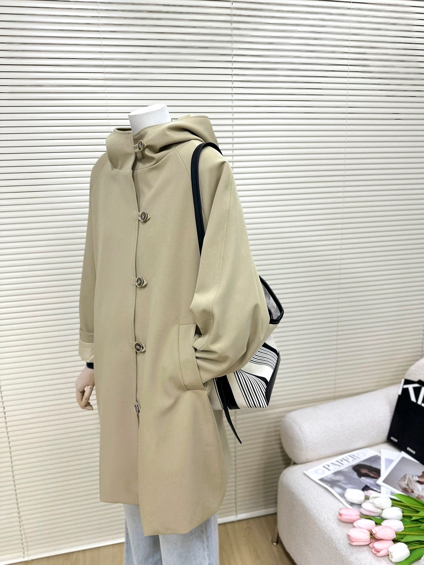 H1466 Long Trench Coat
