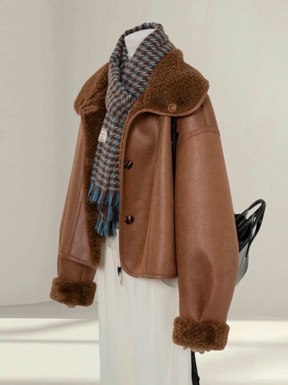 H1468 Wool and Leather Jacket