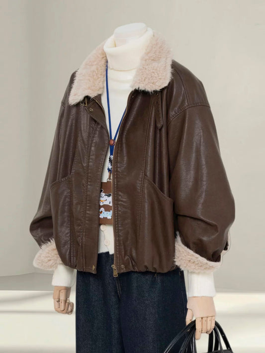 H1469 Wool and Leather Jacket