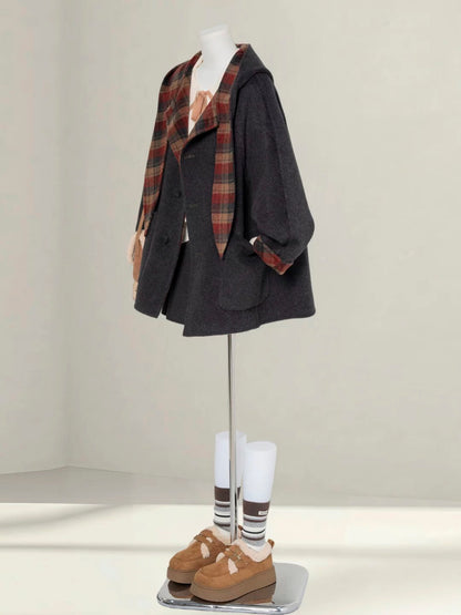 H1654 Plaid Coat