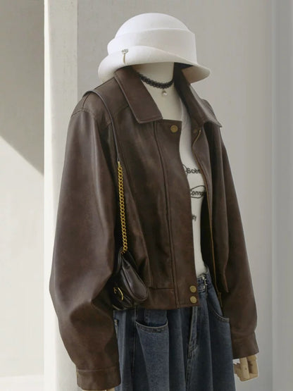 H1796 Short Leather Jacket