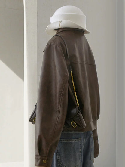 H1796 Short Leather Jacket