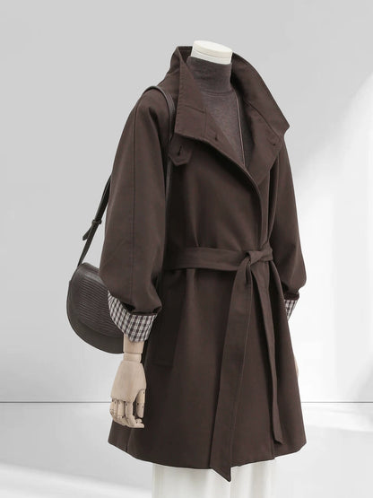 H1758 Waist-cinching trench coat