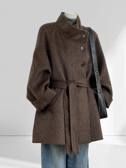 H1764 Elegant Fitted Mid-Length Coat