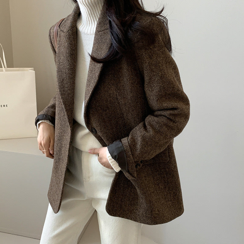 H3091 suit collar trench coat