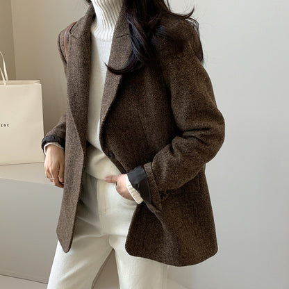 H3091 suit collar trench coat