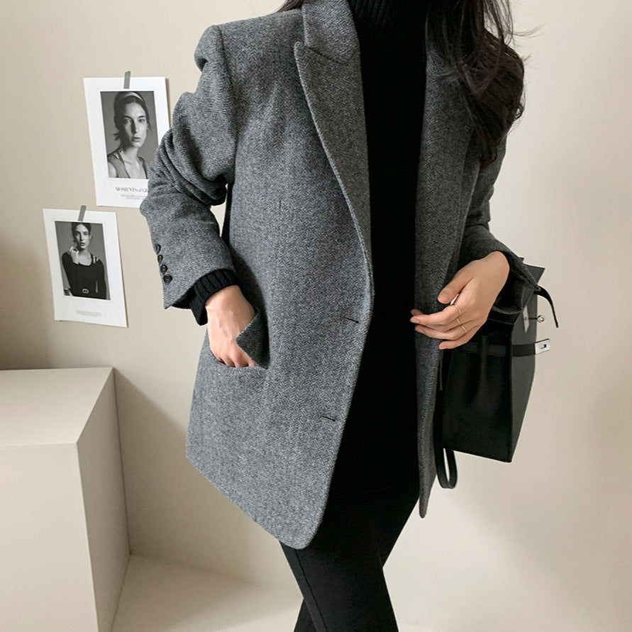 H3092 suit collar trench coat