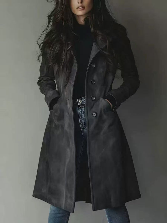 H3097 Leather trench coat
