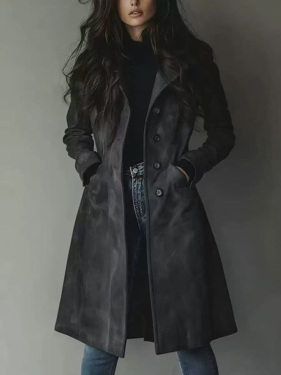 H3098 Leather trench coat