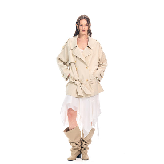 H3157 Textured trench coat