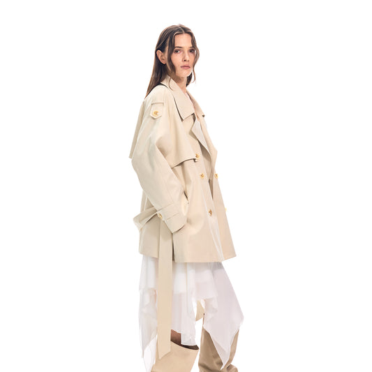 H3159 Textured trench coat