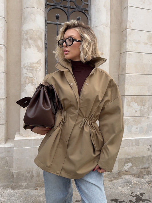 H3285 pure cotton trench coat jacket