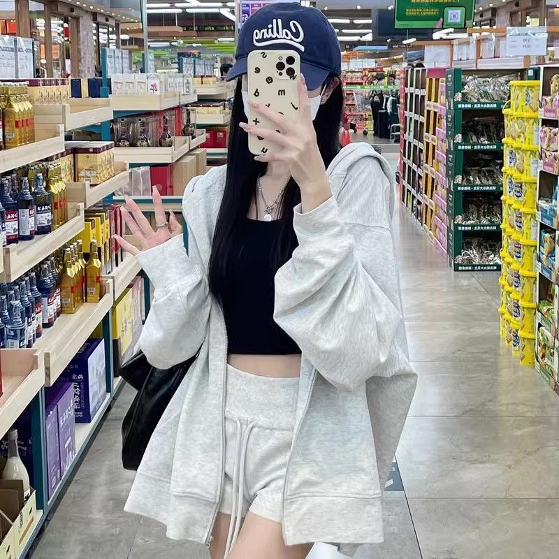H3304 Loose-fitting sweatshirt jacket