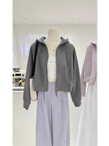 H3311 Loose-fitting sweatshirt jacket
