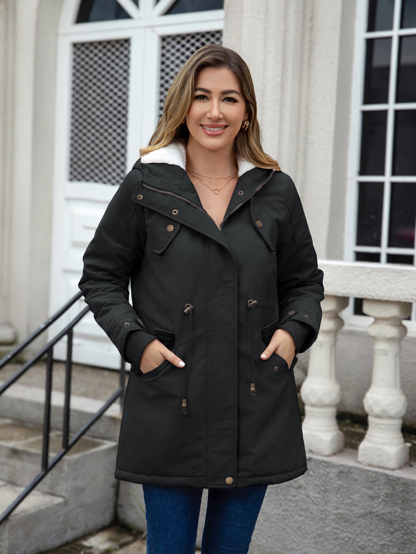 H3340 Warm cotton-padded coat