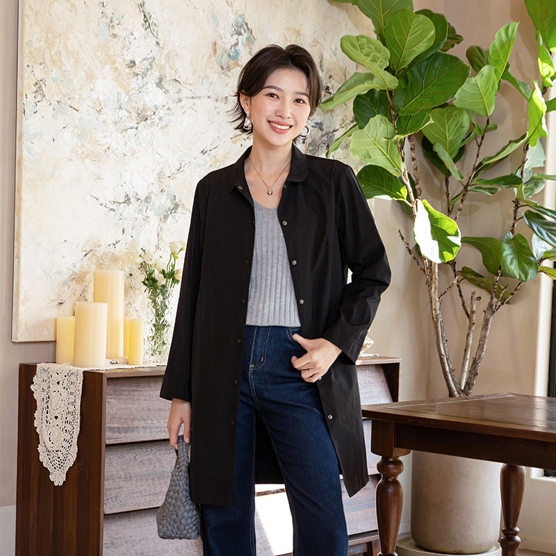 H3506 Suit collar trench coat