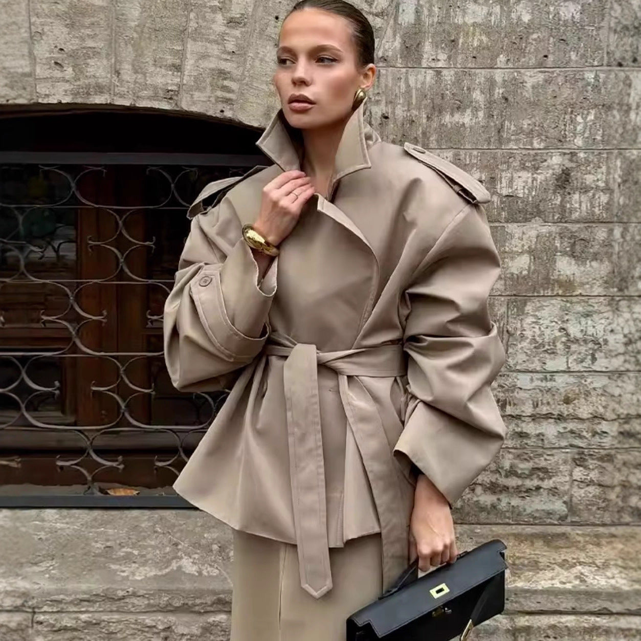 H3510 Suit collar trench coat