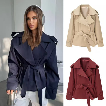 H3515 Suit collar trench coat