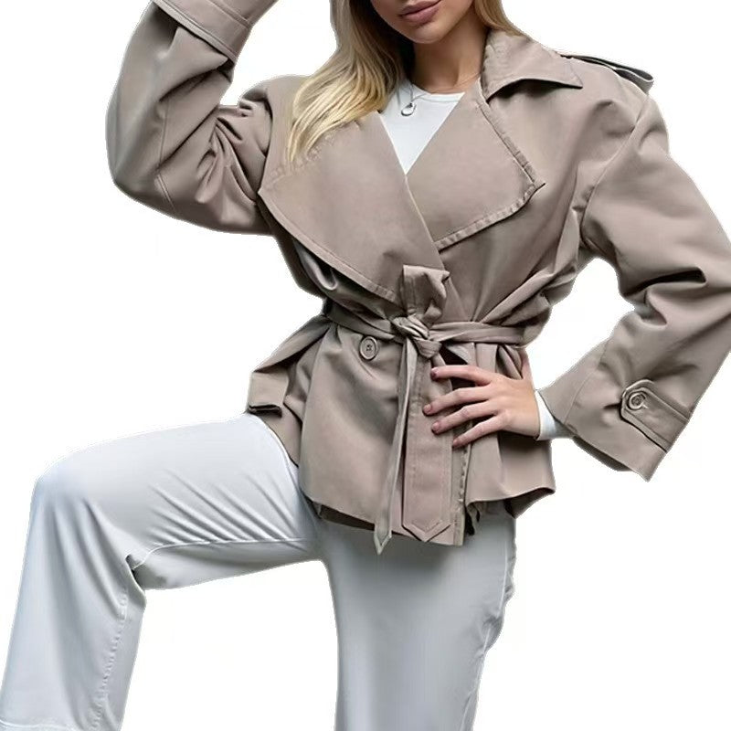 H3516 Suit collar trench coat