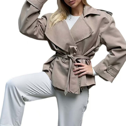 H3515 Suit collar trench coat