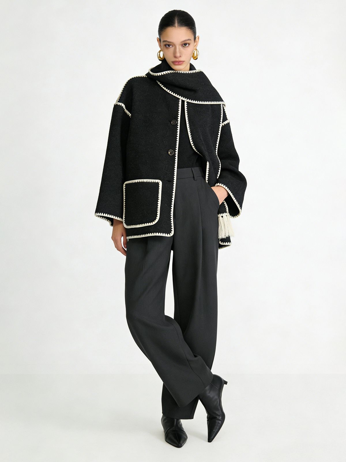 H3879 Women's cashmere coat