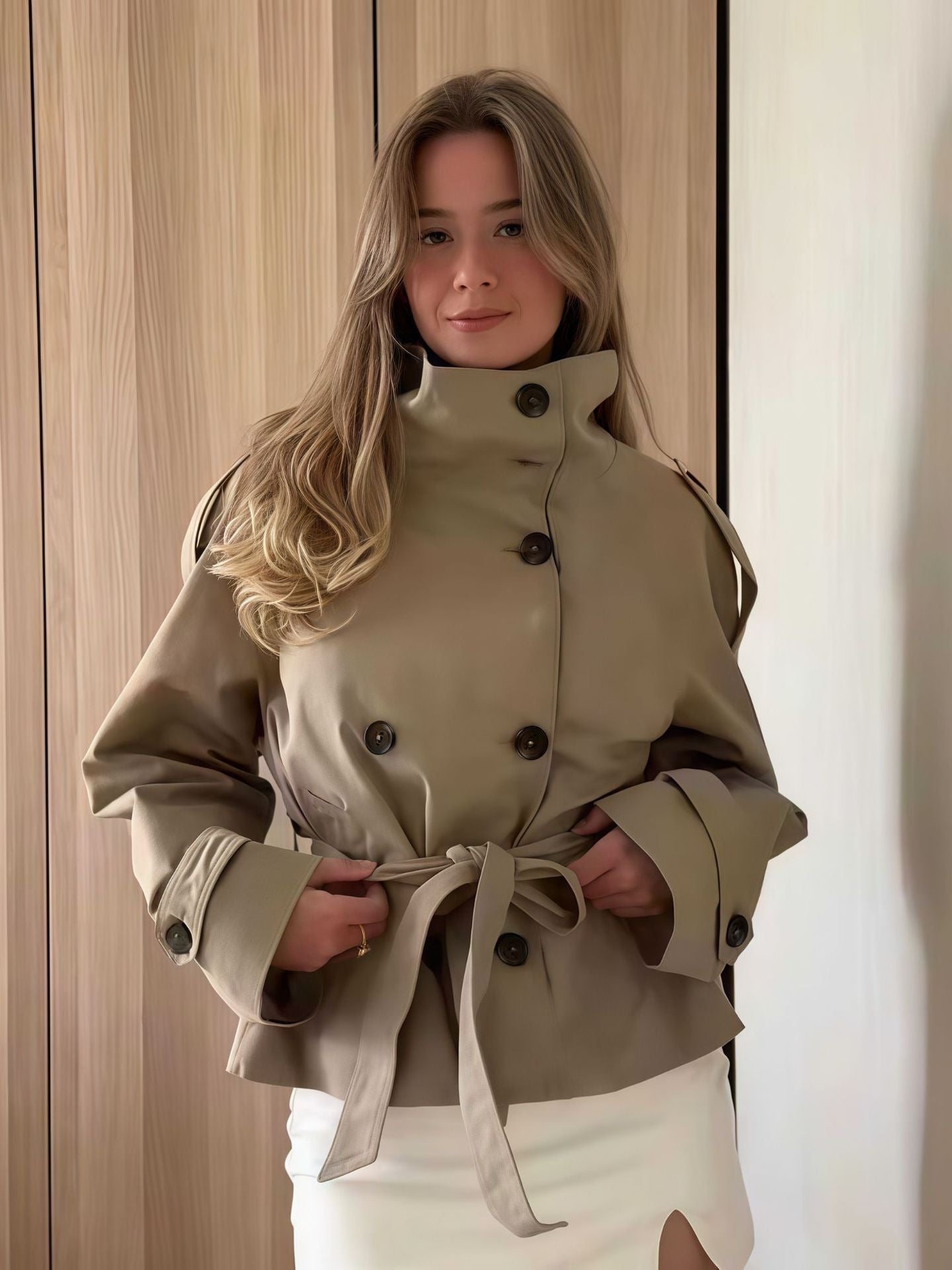 H4122 cashmere trench coat