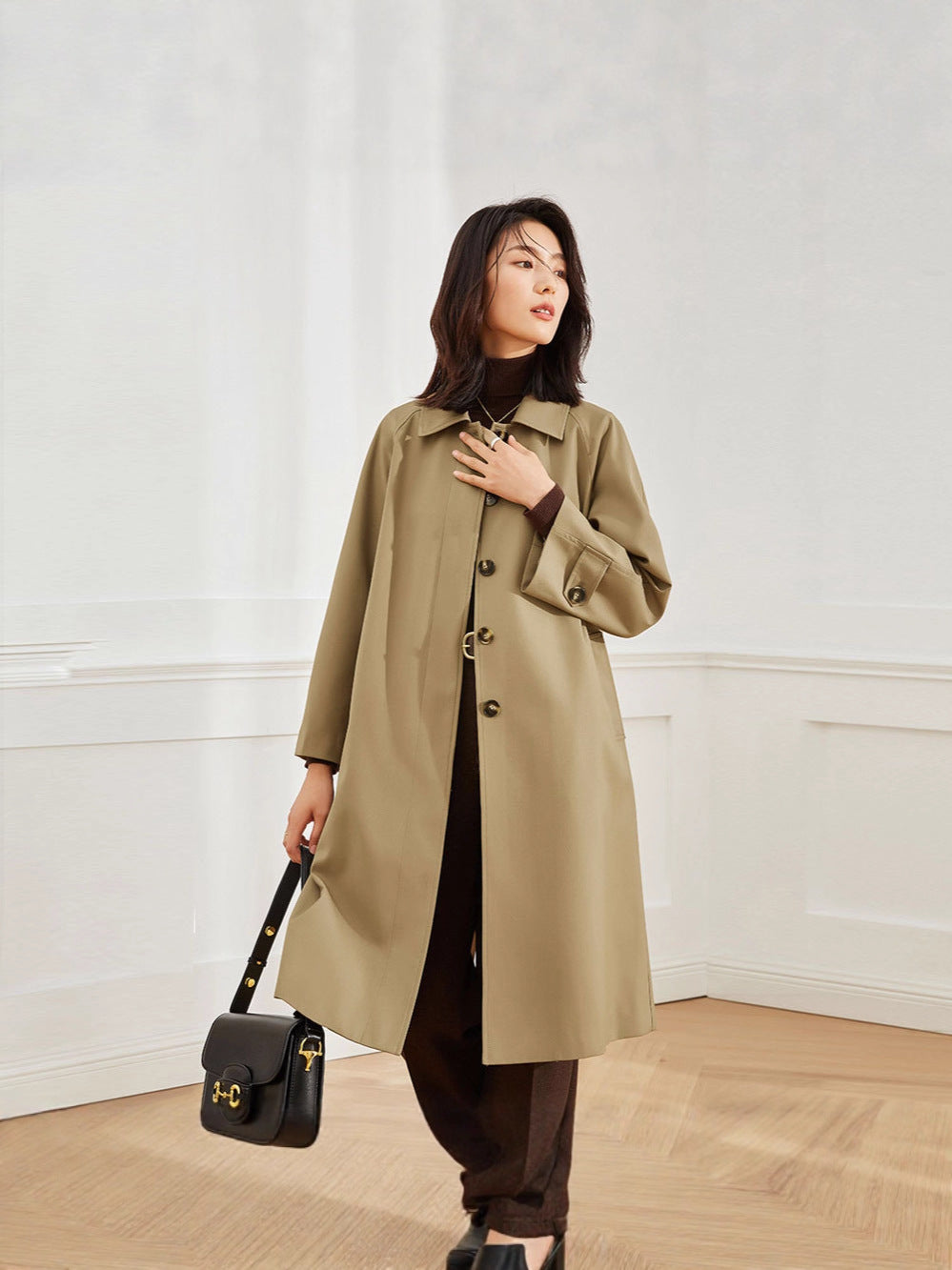 H4168 cashmere trench coat