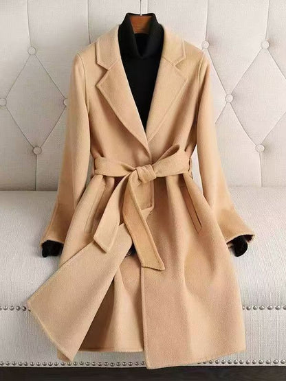 Women’s Double-Faced Cashmere Coat – Mid-Length, High-End Wool-Blend Outerwear  C1002