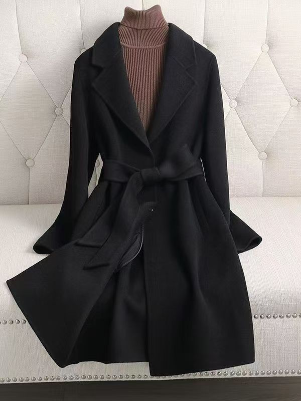 Women’s Double-Faced Cashmere Coat – Mid-Length, High-End Wool-Blend Outerwear  C1002