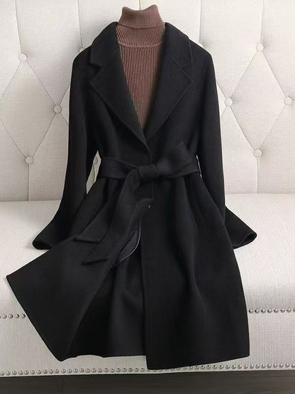 Women’s Double-Faced Cashmere Coat – Mid-Length, High-End Wool-Blend Outerwear  C1002