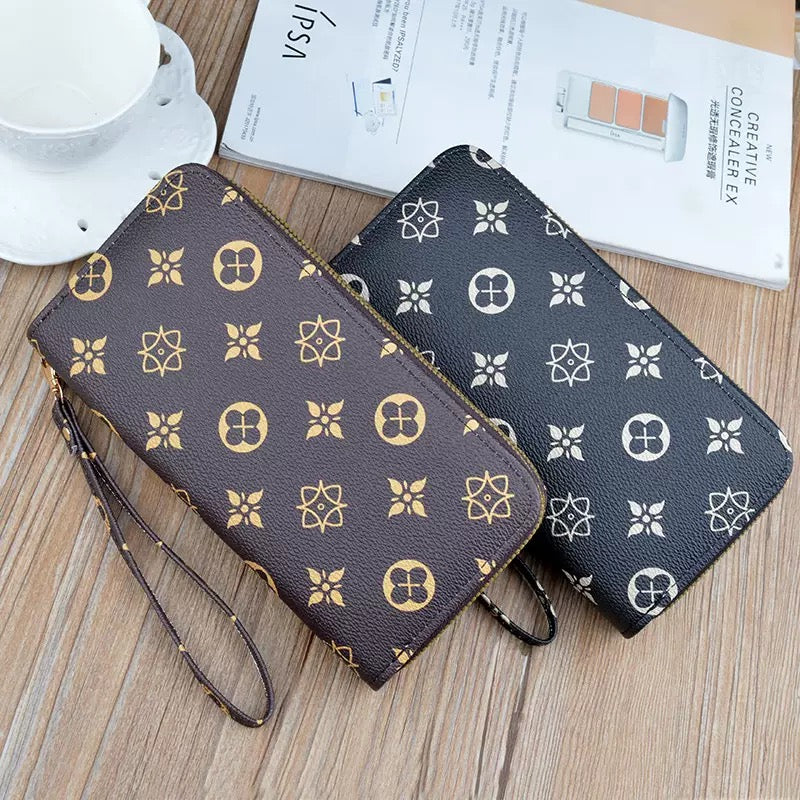 Women’s Long Double-Zipper Clutch – Stylish Printed Dual-Compartment Phone Pouch (SW1002)