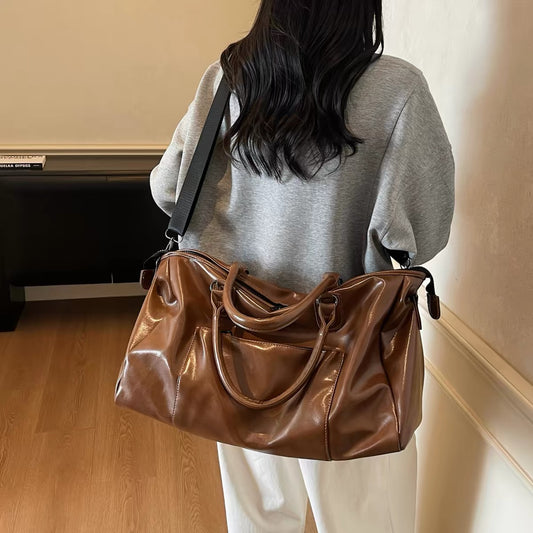 H6087 Leather travel tote bag