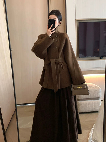 H1098 Short thick wool coat