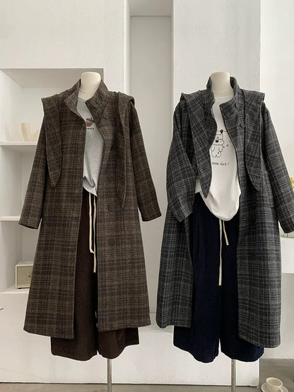H1286 Plaid Long Coat